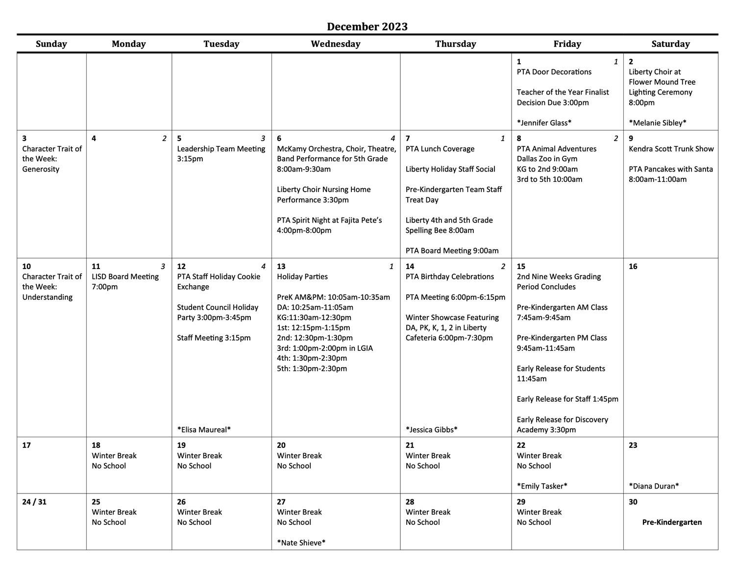 December Calendar