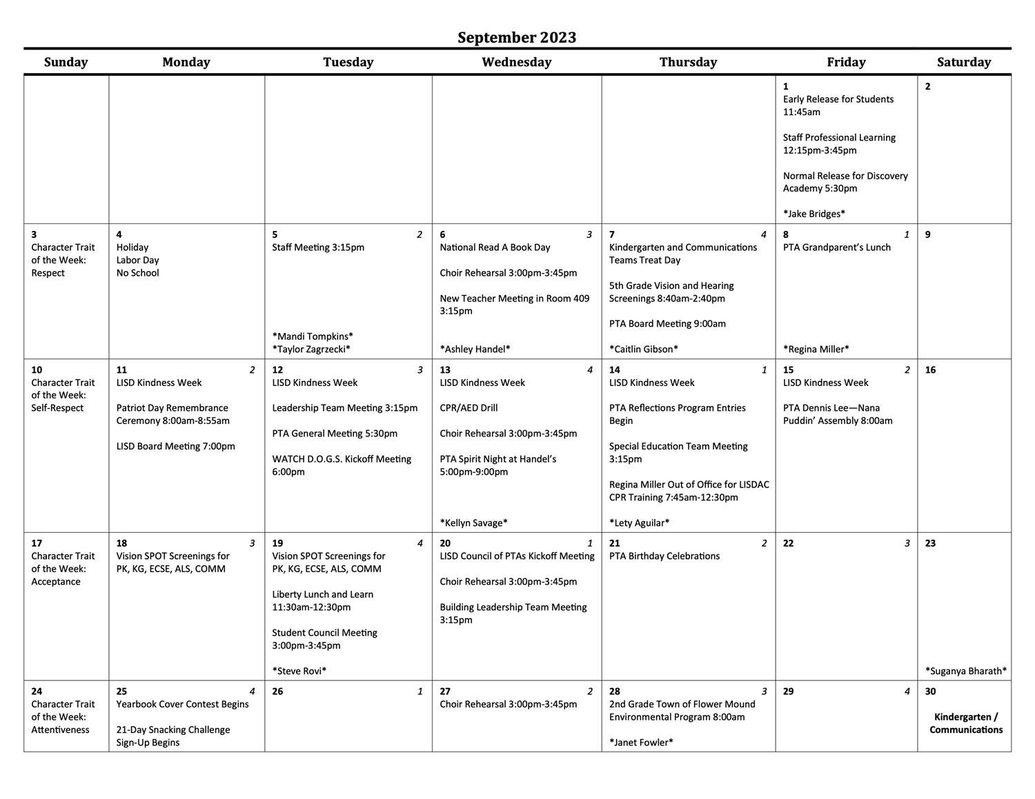 Liberty School Calendar / Liberty School Calendar