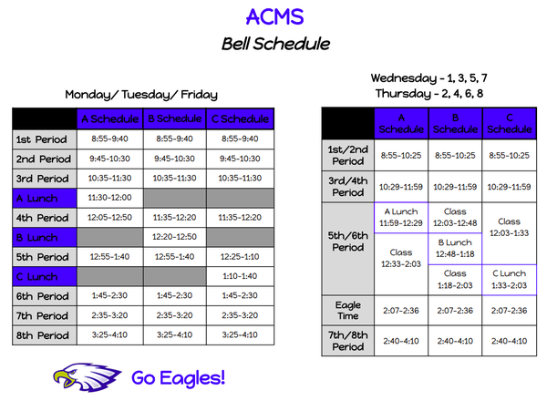Arbor Creek Bell Schedule