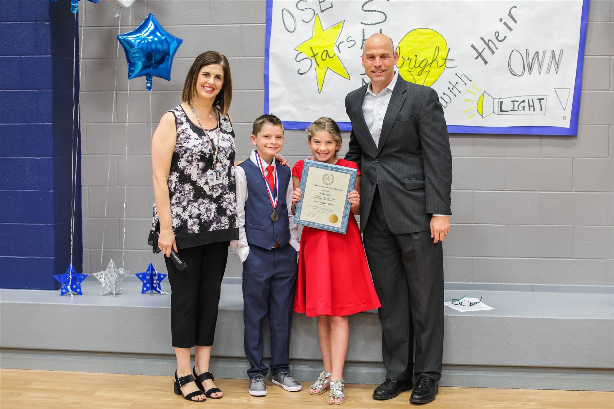 OSE student Meah Jones was awarded the Texas State Board of Education Student Hero Award. 