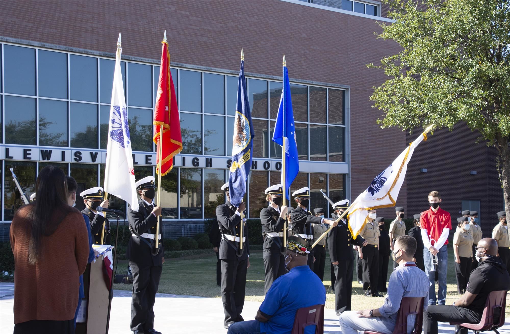 Flags at LHS' outdoor ceremony. 