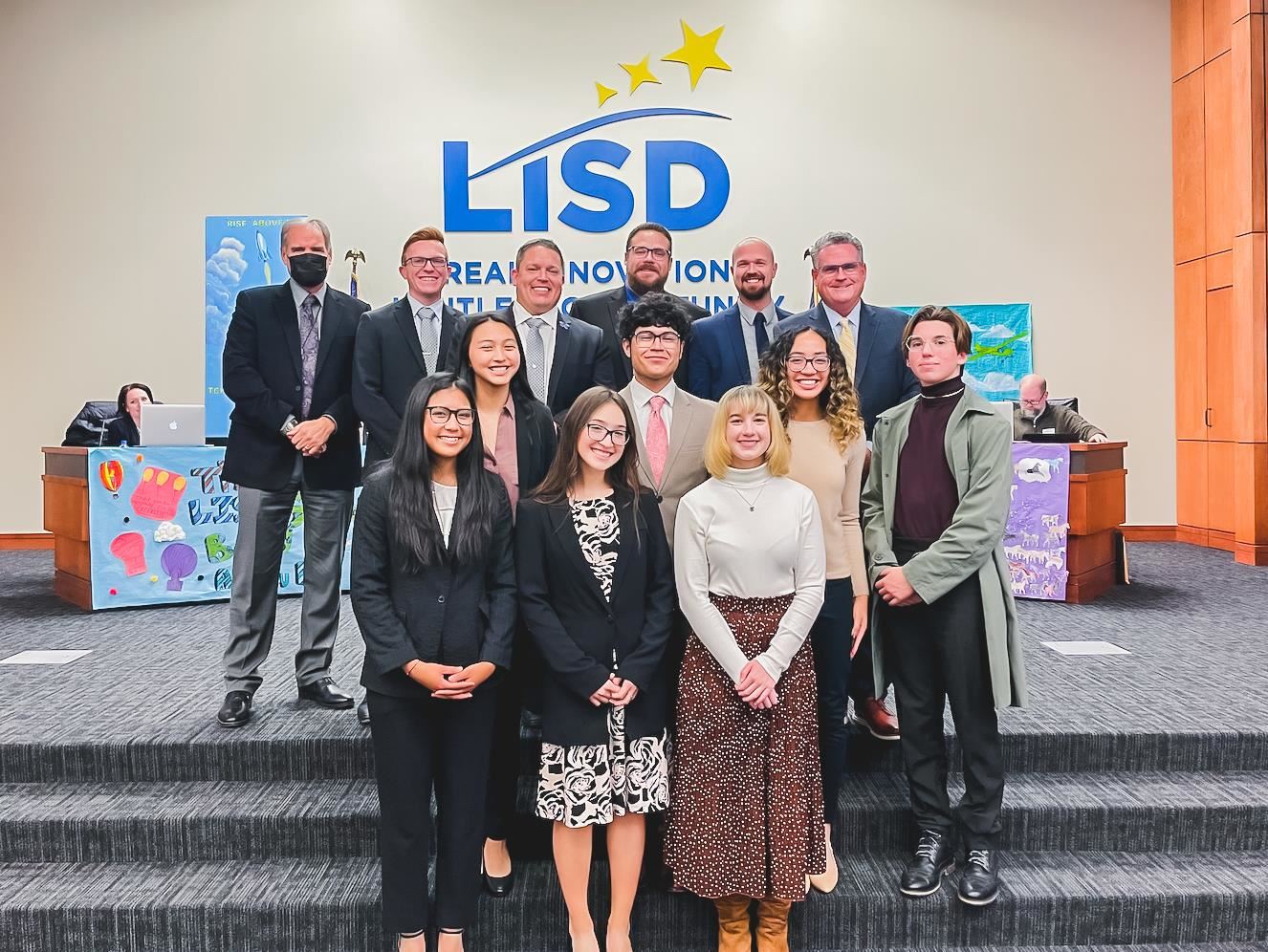 Hebron High School Band recognized at Jan. 10 LISD Board Meeting. 2022