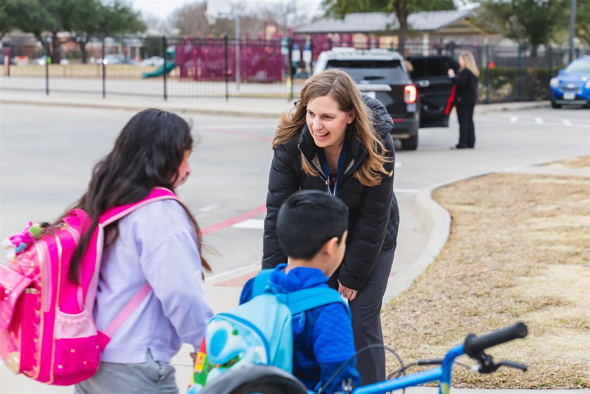 Dr. Rapp greeting students