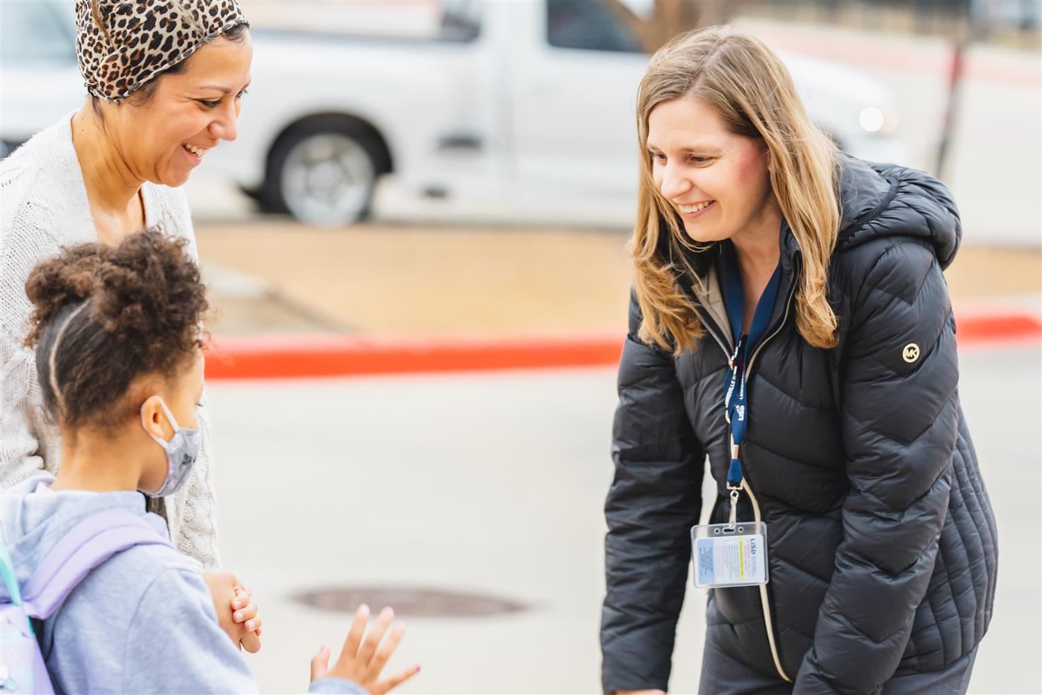Dr. Rapp greeting students