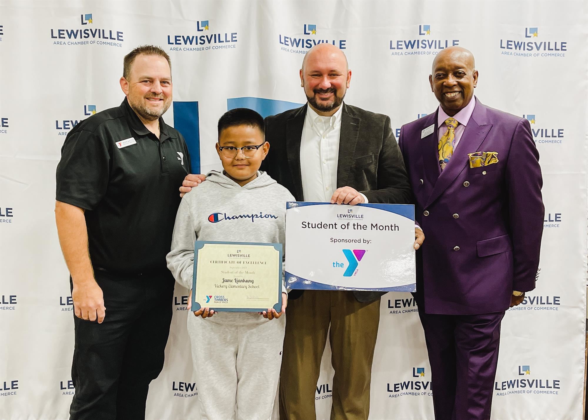 Lewisville Chamber Student of the Month James Liankung. September 2021