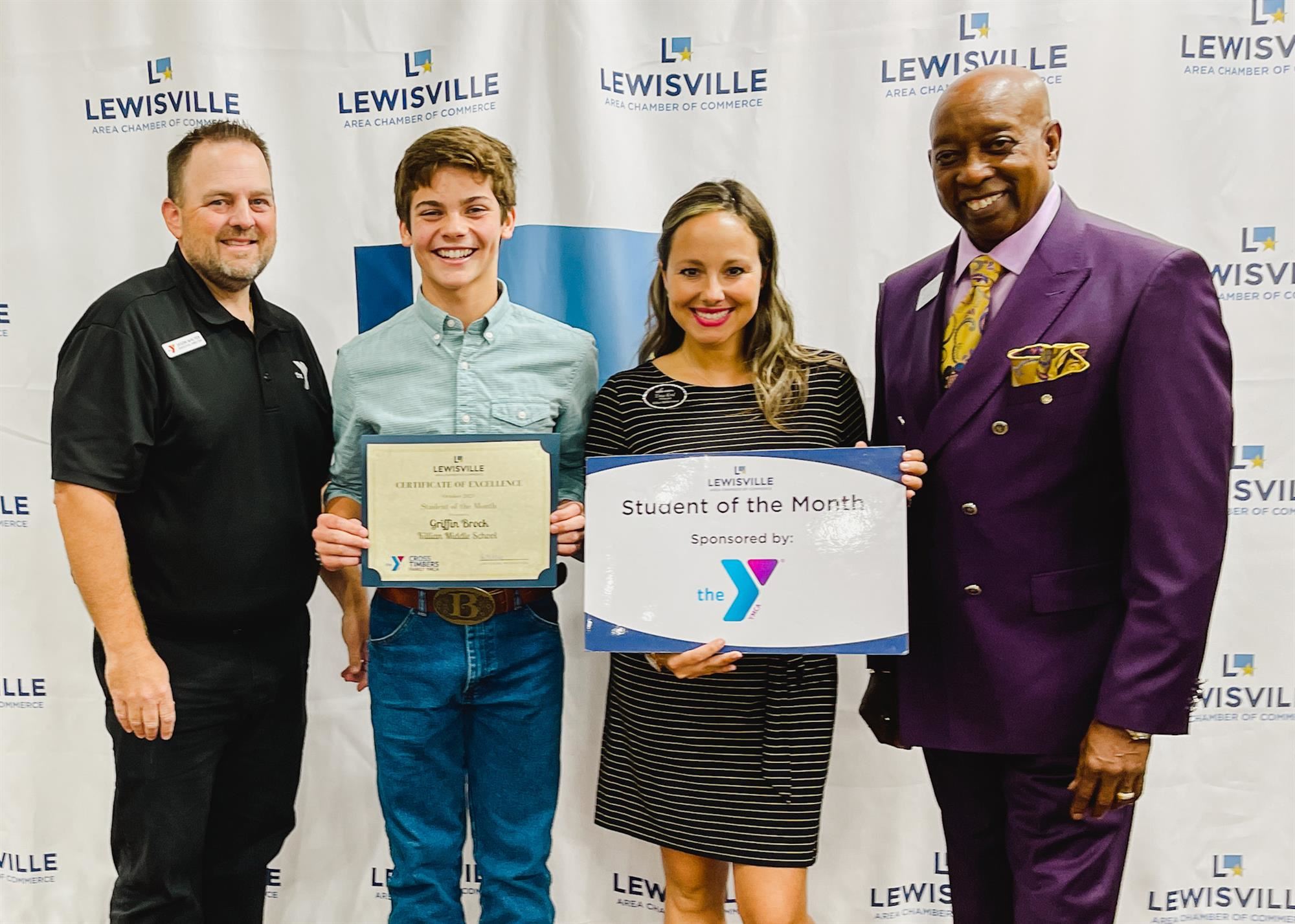 Lewisville Chamber Student of the Month Griffin Brock. October 2021