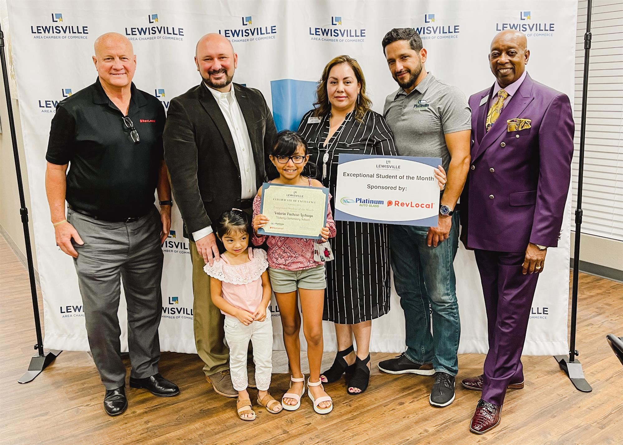 Lewisville Chamber Exceptional Student of the Month Valeria Pacheco-Lechuga. September 2021