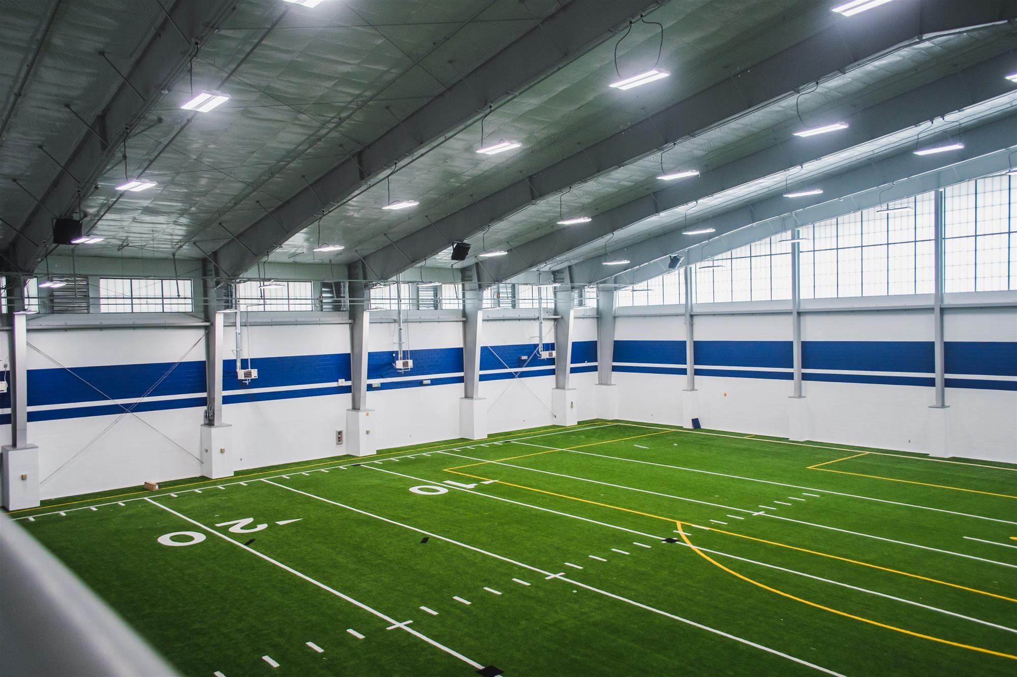 Indoor practice facility with turf 