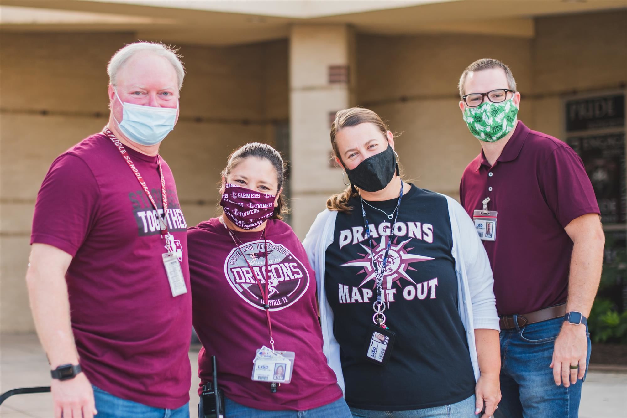 Duhram staff in school spirit wear