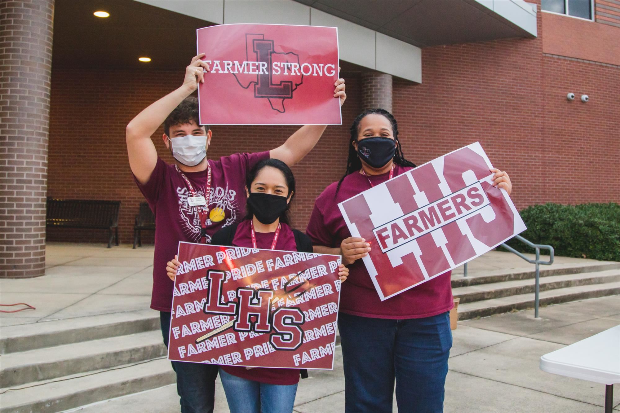 LHS Harmon hosted drive-thru parade for virtual students. 