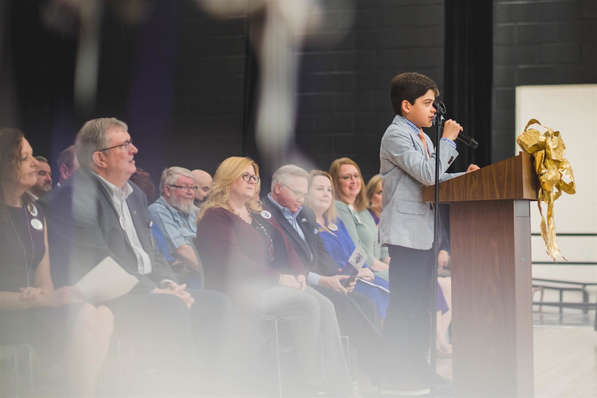 Mill Street Student Council President Pedro Ibarra speaks to audience. 2020 