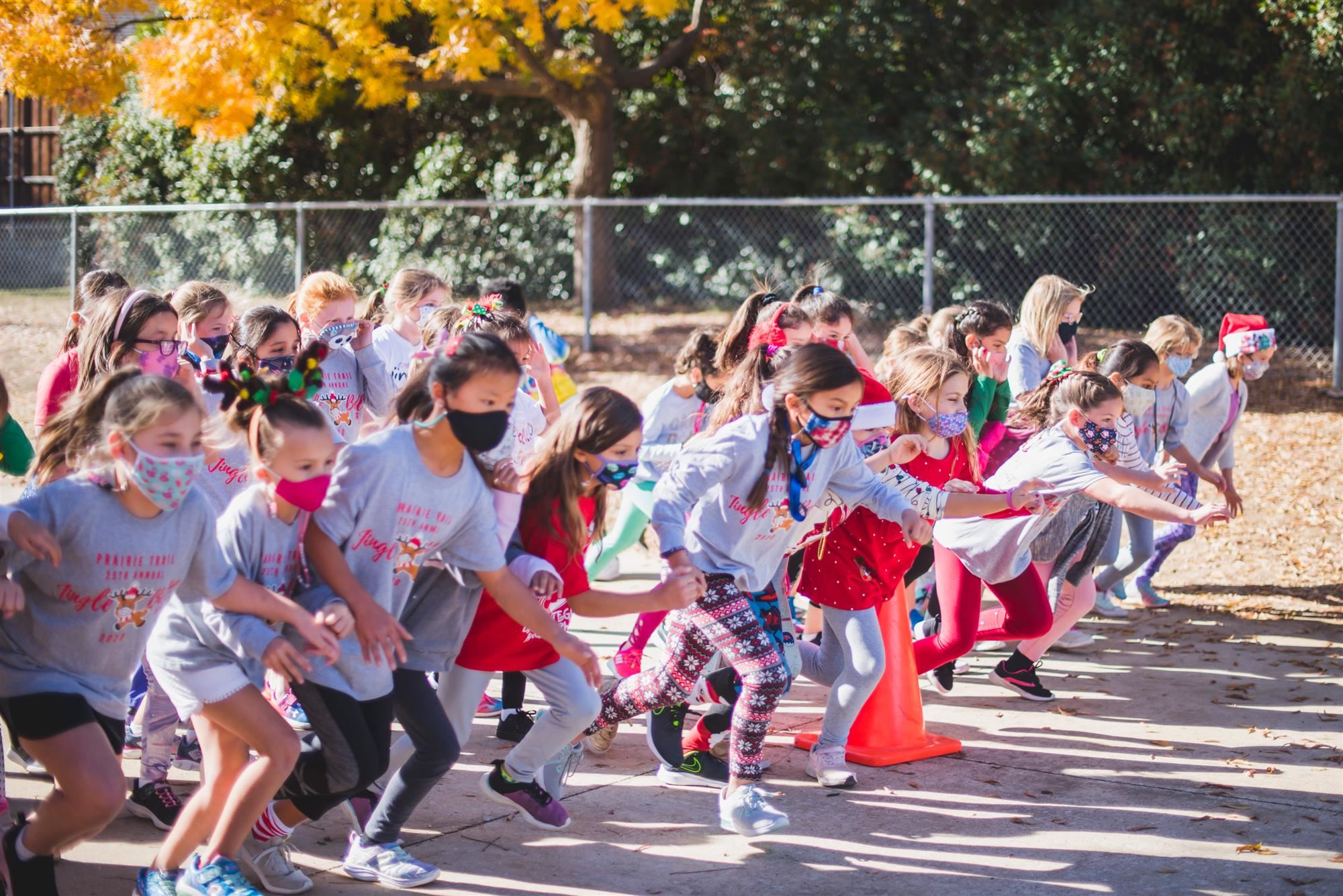 Students start their Jingle Bell Jog 