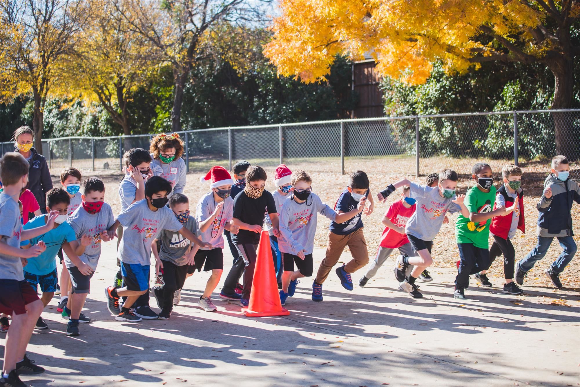 Students start their Jingle Bell Jog 