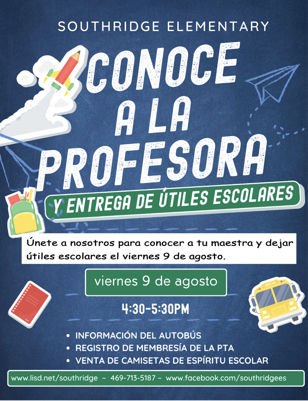 Conoce a La Profesora y Entrega de utiles escolares, el viernes 9 de agosto 4:30-5:30PM